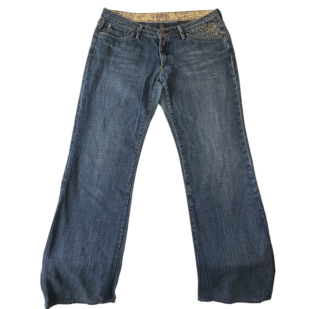 Goldsign Women Jeans 29 Blue Denim Embroidered Button 31" Inseam & 32” Waist